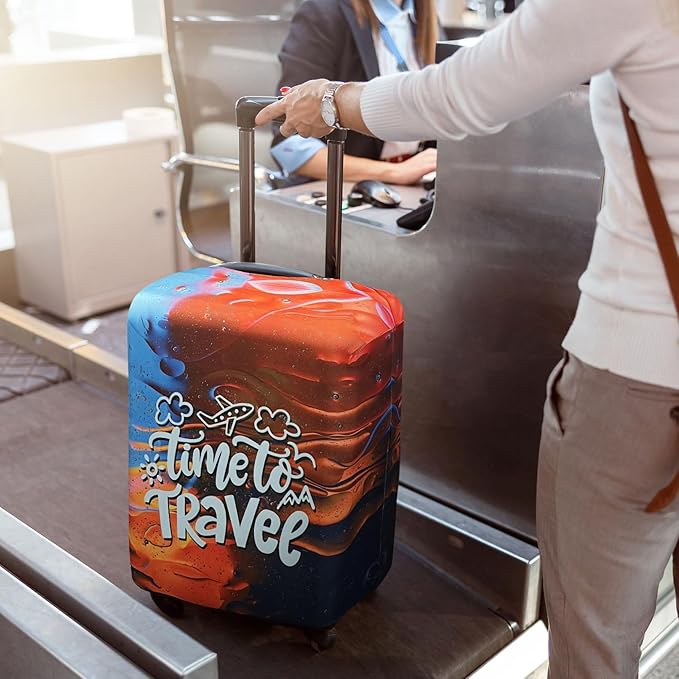 Explore Land Luggage Cover Suitcase Protector Fits 31-32 Inch Case (Time to Travel, XL)