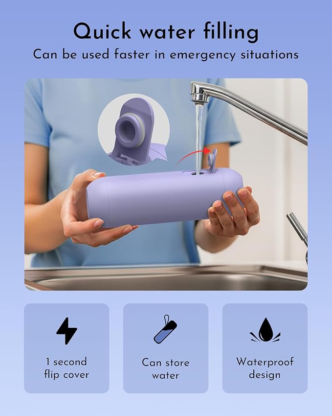 Portable Bidet for Travel, Rechargeable Electric Travel Sprayer with Adaptor, Waterproof High Pressure Handheld Bidet for Women Men Cleaning (Purple)