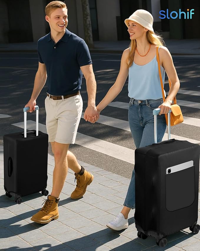 Slohif Luggage Cover for Suitcase Tsa Approved Protector - Luggage Sleeve Suit Case Cover Travel Stretch Large Baggage Case Protective Washable Fit 29-30 Inch Black