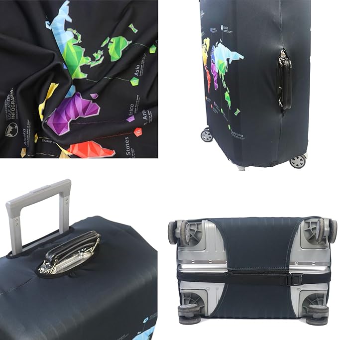 MosaiRudo Thicker Luggage Cover Elastic Suitcase Cover Protector Fits 18-32 Inch Suitcase Travel Accessories (Abstract Map, S)