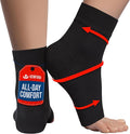 KEMFORD Ankle Compression Sleeve - 2-Pack, Plantar Fasciitis Braces - Open Toe Compression Socks for Swelling, Sprain, Neuropathy, Foot Arch Support for Men and Women - 20-30mmhg, M, Black