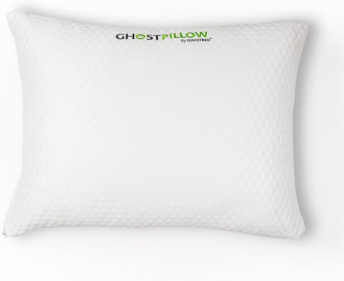 GhostBed Shredded Memory Foam Pillow with Adjustable Gel Memory Foam and Cooling Breathable Cover - Standard Size Shredded Memory Foam Pillows CertiPUR-US Certified 1-Pack