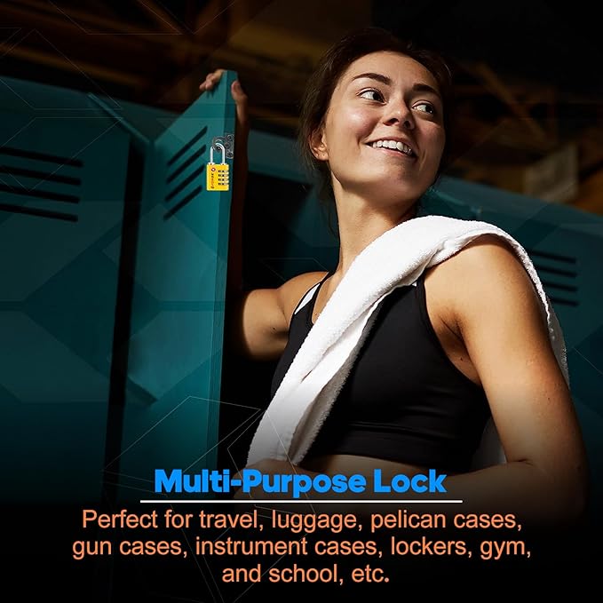 Forge Dual-Opening: Key or Combination Access Lock, TSA Approved Locks for Luggage, Pelican case, Travel, Gym, School, Stainless Steel Shackle.(Yellow 2 Locks)