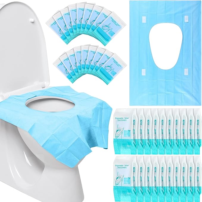 Yahenda 200 Pack Toilet Seat Covers Disposable Extra Large Individually Wrapped Toilet Seat Cover for Adults and Kids Potty Training Waterproof Travel Potty Seats Mats for Kids Adults Public Bathroom