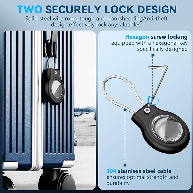 Waterproof Airtag Holder,Airtag Case with Secure Lock,Airtags Keychain for Apple Airtag,Anti-Lost Protective Cover Air tag Accessories for GPS Item Finder Tracker Luggage,Bag,Key,Pet,Cat Dog,Black