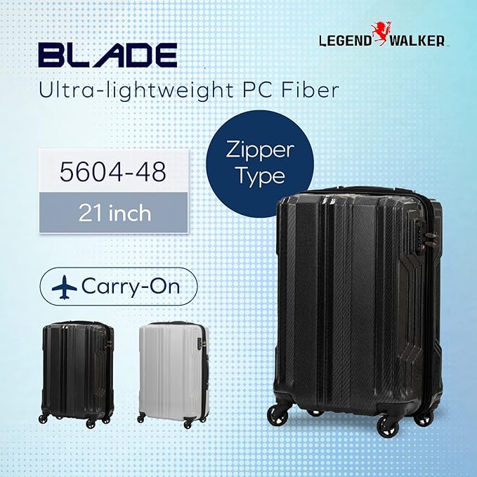 LEGEND WALKER BLADE-Ultralight PC Fiber Luggage, 21-inch, BlackCarbon, 5604-48-BKCB