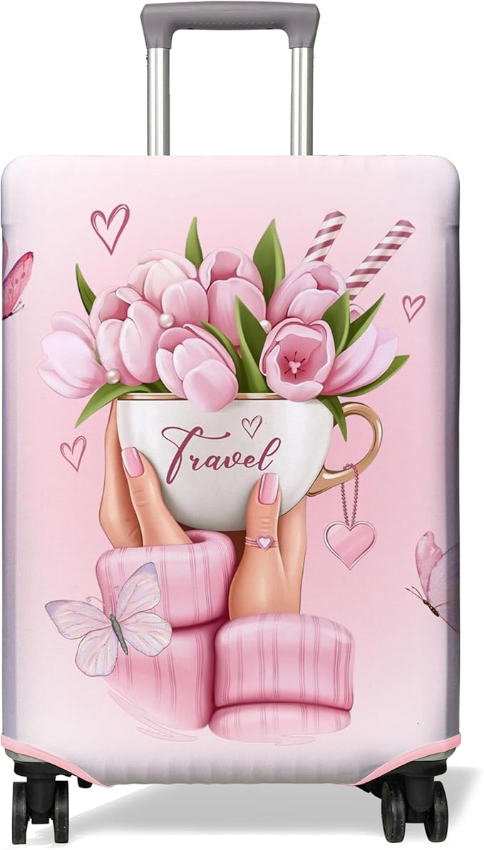 Travel Luggage Cover Suitcase Protector Fits 18-32 Inch Wheel Covers PatternedTravel Related Items Flower Luggage Protector Elastic S
