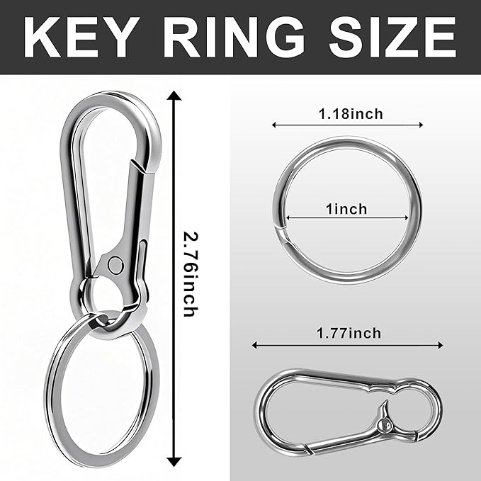 Keychain Keyring Set for Men Women Classic Metal Home Car Key Holder Organizer Portable Carabiner Clip Accessories 2PCS