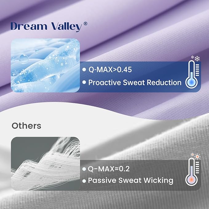 Dream Valley® Outlast® Deepsleep Cooling Comforter, Full/Queen Size, NASA-Grade Space Technology Cooling Blanket for Hot Sleepers Night Sweats, Q-Max > 0.45 Aerocool™ Breathable, Lavender Fog, 90"x90"