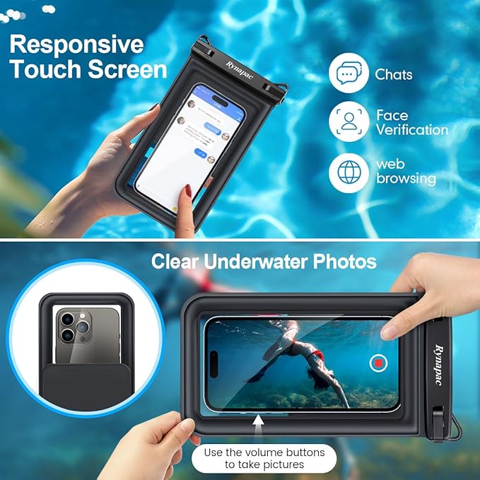[Up to 8.5''] Waterproof Phone Pouch Floating, Double Bags Waterproof Phone Case with Lanyard for iPhone 16 15 Pro Max, Galaxy S25 S24 Ultra, IPX8 Cellphone Dry Bag Beach Cruise Ship Essentials 2 Pack
