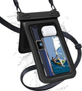 Waterproof Phone Pouch Double Pocket, Floating IPX8 8.5 inch Waterproof Phone Case for Beach Vacation Essentials for Compatible iPhone 16 15 14 Pro Max Galaxy S25 S24 Ultra Phone Pouch Black