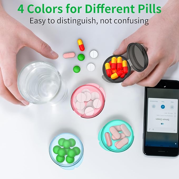 Small Pill Box, (8 Pack) Travel Pill Case Portable Daily Pill Organizer Mini Medicine Storage Container for Pocket Purse Cod Liver Oil Storage Box Earplug Case