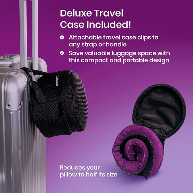 Cabeau Long Haul Flight Cooling Travel Neck Pillow – Evolution Cool – Supportive Memory Foam with Airflow Vents – Compact with Carrying Case (Black)