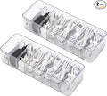 Yesesion 2 Pack Plastic Cable Management Box with Removable Dividers, Clear Cord Storage Organizer with 20 Wire Ties for Desk Drawer, Office Supplies, Electronic Accessories, Battery, Phone Charger