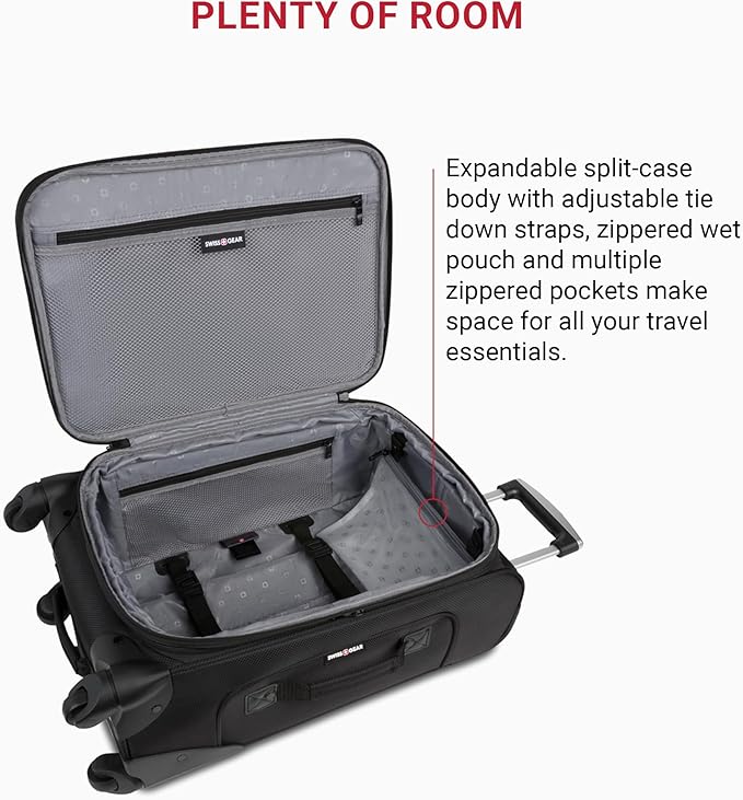 SwissGear Sion Softside Expandable Luggage, Black, Carry-On 21-Inch