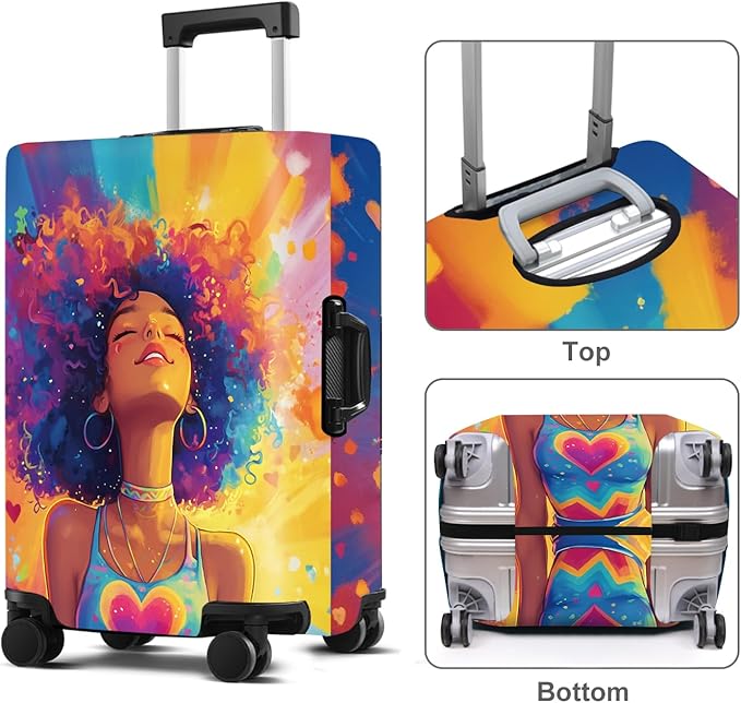 Luggage Cover Washable Suitcase Protector Anti-scratch Suitcase cover Fits 20-34 Inch Luggage (Girl-1, L(28-30inch suitcase))