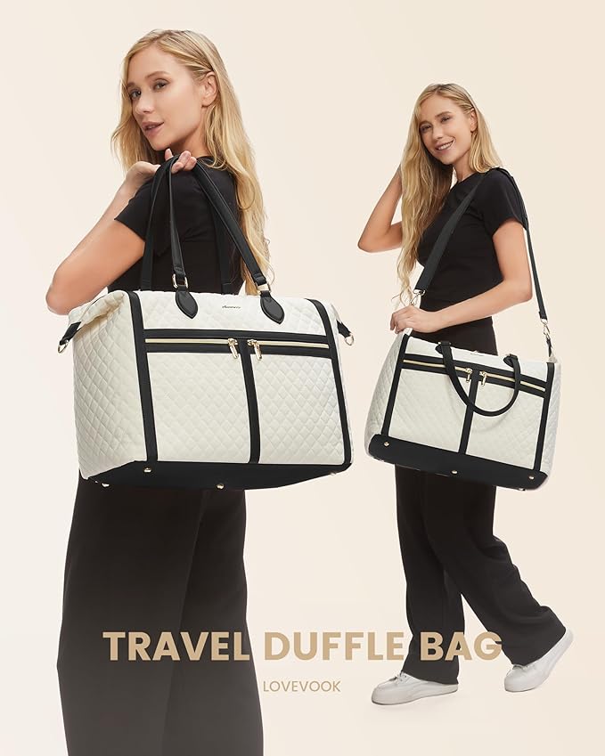 LOVEVOOK Travel Weekender 4-in-1 Duffle With Shoes Compartment, Carry On Overnight Bag, Toiletry Pouch & Wet Pocket, Large Tote for Women Labor Delivery Hospital