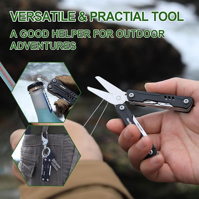 NexTool Keychain Multitool, Mini Sailor Scissors, 10 in 1 Mini Multitool with EDC Pocket Knife, Mini Pliers, Bottle Opener and Screwdriver for Fishing, Camping, Gifts for Men on Christmas, Birthday