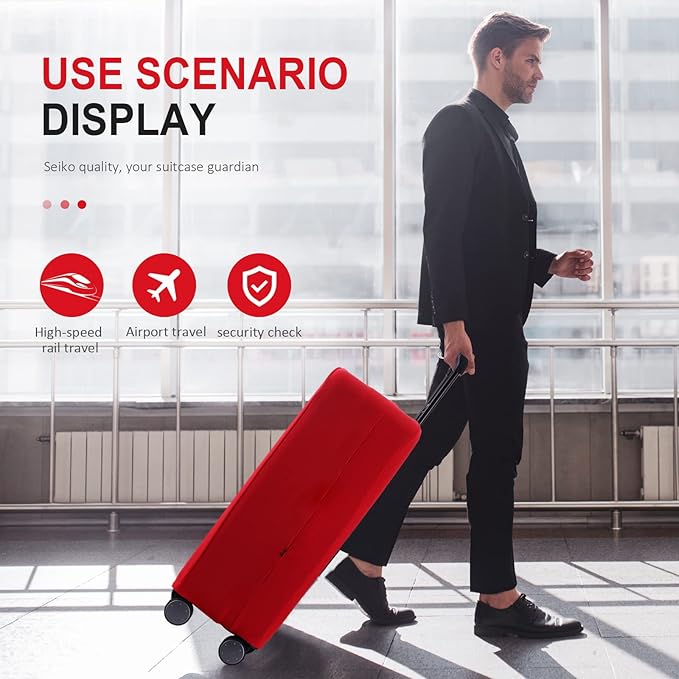 Travel Luggage Cover Suitcase Protector Scratch-Resistant Fit 19-31 Inch Suitcase, Not Included Suitcase (Red, L(26-27 inch))