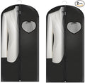Dress Bags for Gowns Long, 45'' Garment Bags for Hanging Clothes, Suit Bag Cover for Storage and Travel, with Clear Heart Window, 2 Pack (Black)