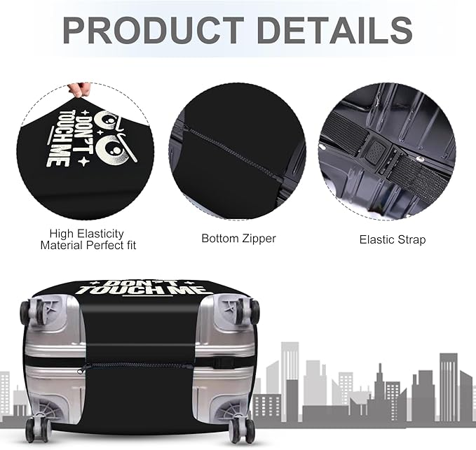 ANNA QUEEN Funny “Don’t Touch Me” Luggage Cover, Bold Black Suitcase Protector with Angry Eyes Design, Stretchable, Washable Travel Cover for 20-22 Inch Luggage