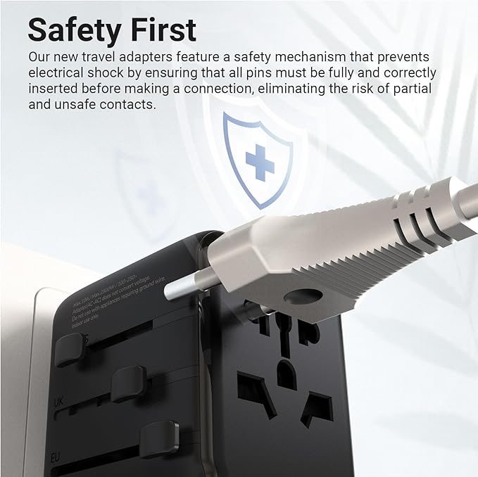 MINIX 100W Universal Travel Adapter with Retractable USB C Cable,GaN III International Power Adapter, Type-C*3 USB-A*1 Ports, AC Outlet, Worldwide Travel Charger for Laptops Tablets Phones Cameras