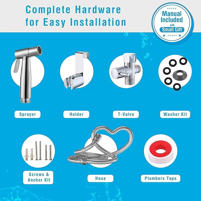 Premium Bidet Sprayer - Handheld Bide Jet Spray for Toilet | Adjustable Water Pressure | Leak-Proof Stainless Steel Toilet Bedit Sprayer | Muslim Shower | Cloth Diaper Washer | Bathroom Bidet