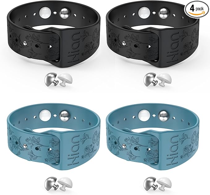 Hion Motion Sickness Bracelets Sea Sickness Wristbands for Motion Sickness/Morning Sickness/Pregnancy Nausea Anti Nausea Wristband Acupressure Nausea Bands Motion Sickness Bands(2Pairs-Black+Bule)