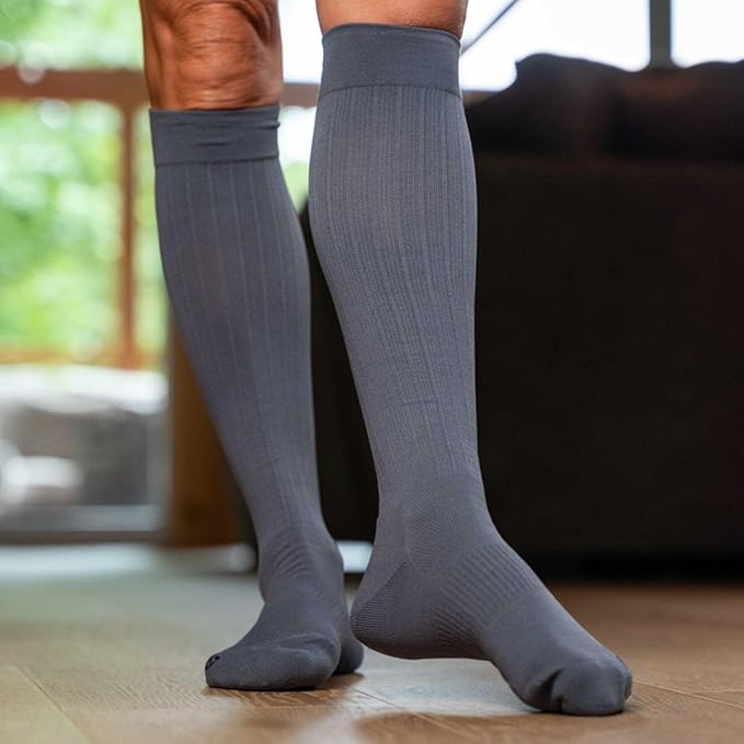 Medical Grade Compression Socks for Men & Women 15-20 mmHg by OrthoSleeve (Blue Argyle, Small)