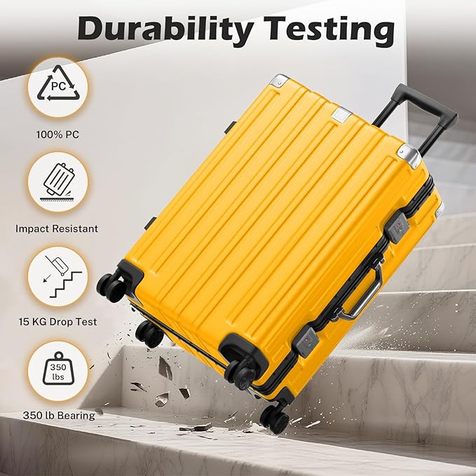 Krute Large Luggage 28 inch Zipperles Suitcase With Spinner Wheels USB Charger Hardside PC Aluminum Frame Luggages Checked Suitcases with TSA Lock (1 Piece)