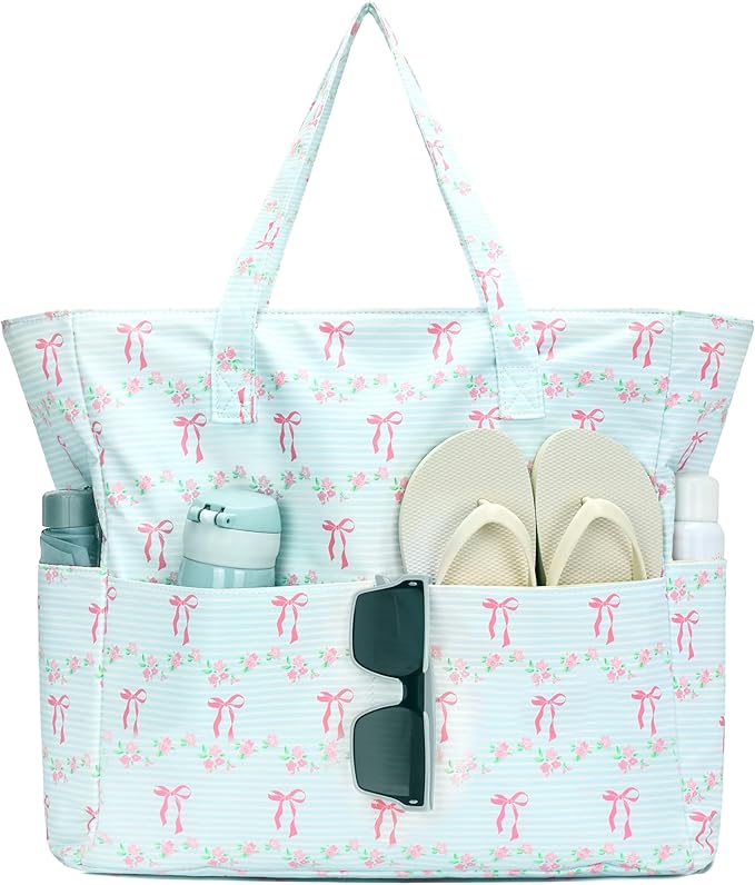 Waterproof Beach Tote Pool Bags for Women Ladies Extra Large Gym Tote Carry On Bag With Wet Compartment for Weekender Travel