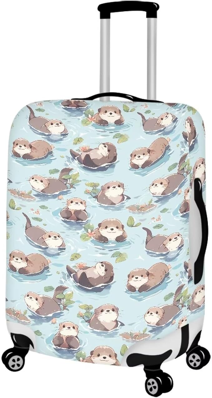 Otter Print Suitcase Cover Fit 26-29 Inch Travel Luggage Covers with Zipper Non Slip Luggage Cover for Suitcase Zip Closure Elastic Suitcase Cover Protector Cute Baggage Cover