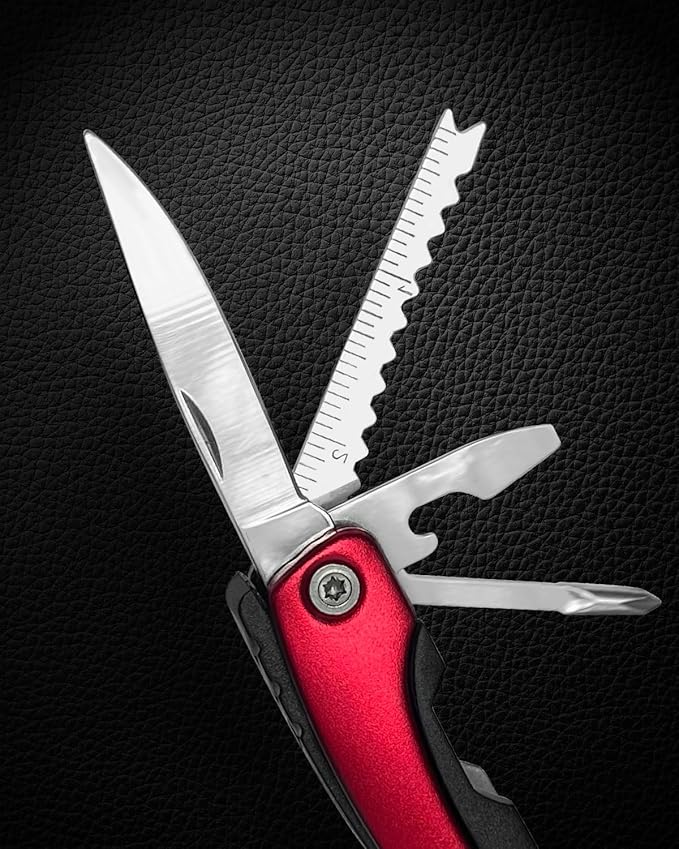 UNOONE 11-in-1 Multitool Pliers - Stainless Steel Pocket Knife with Pliers, Screwdriver & Bottle Opener - Aluminum Handle EDC Knives for Survival, Camping, Hunting, Hiking - Gift for Men Women (Blue)