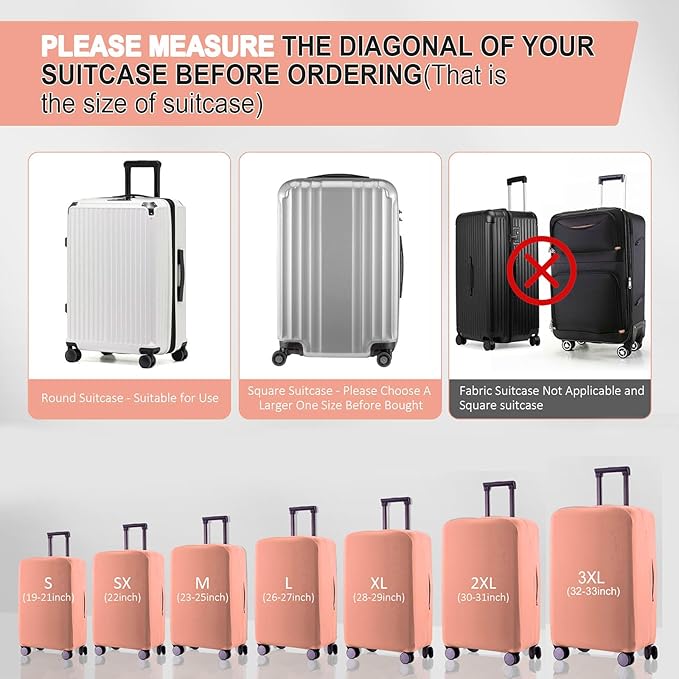 Travel Luggage Cover Suitcase Protector Scratch-Resistant Fit 19-31 Inch Suitcase, Not Included Suitcase (Pink, L(26-27 inch))