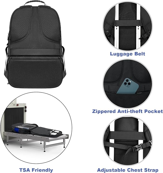 Z-MGKISS Gaming Laptop Travel Backpack Fits 18.4"-19" Laptops, Extra Large TSA Carry On Bag, College Business Work Mens Backpack, Blue