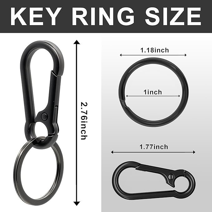Keychain Keyring Set for Men Women Classic Metal Home Car Key Holder Organizer Portable Carabiner Clip Accessories 2PCS