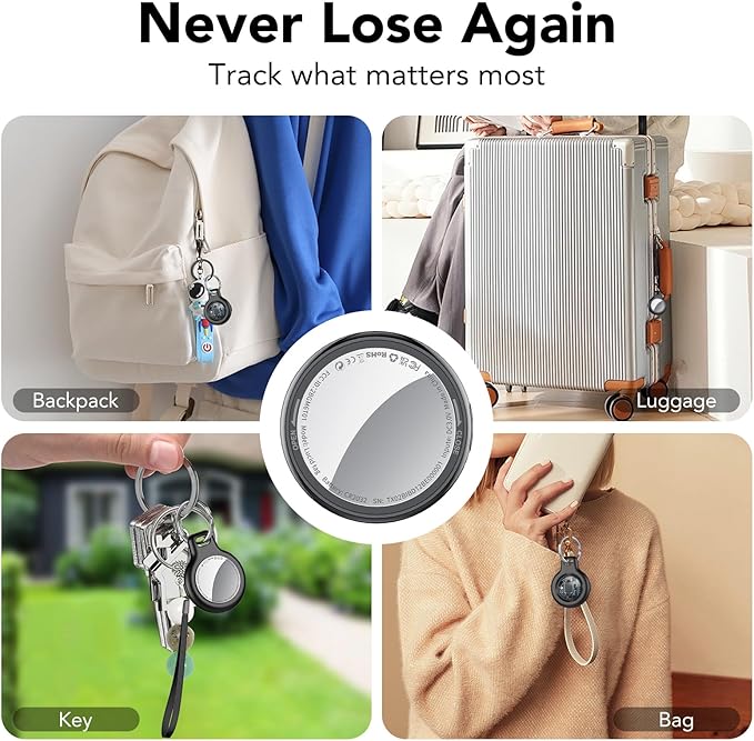 2025 New [Apple MFi Certified] (iOS Only) Air Tracker Tags-3 Pack, Bluetooth Tracker for Apple Find My, Replaceable Battery, Key Finder and Item Locator Smart Tag for Keys, Bags, Luggage, Pets, Black