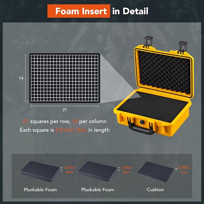 Lykus HC-3010 Waterproof Hard Case with Customizable Foam Insert, Interior Size 11.81x7.87x4.72 in, Suitable for Pistol, Camera, Lens, Drone, Mic, Flashlight, Electronics, Tools, and More