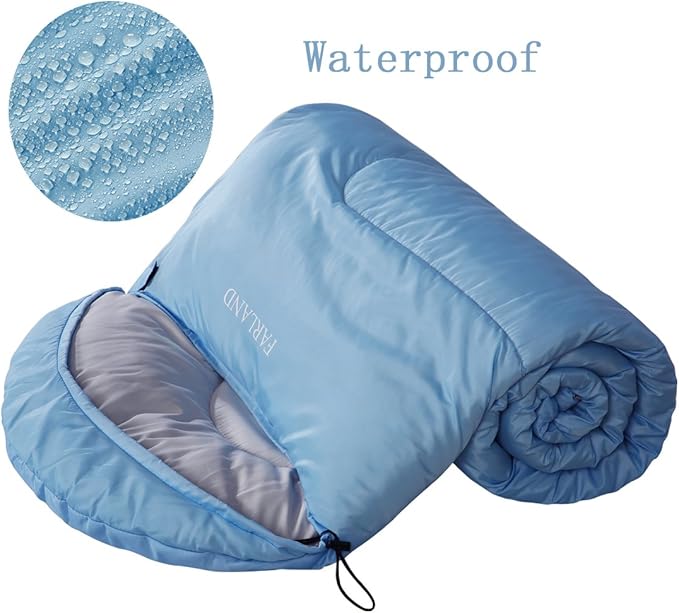 FARLAND Sleeping Bags 30℉ for Adults Teens Kids with Compression Sack Portable and Lightweight for 3-4 Season Camping, Hiking,Waterproof, Backpacking and Outdoors