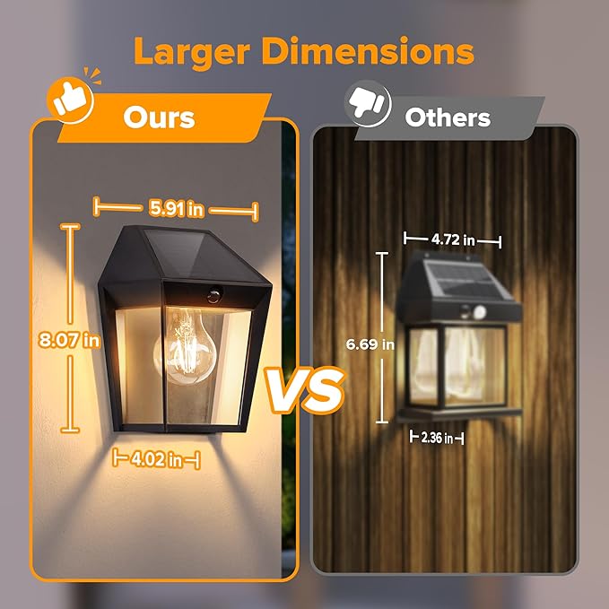 LUTEC 2 Pack Solar Wall Lights Outdoor, Solar Wall Lanterns with 3 Modes, Dusk to Dawn Motion Sensor Led Sconce Lights, Waterproof Exterior Front Door Porch Lights for Outside, Patio, Garage