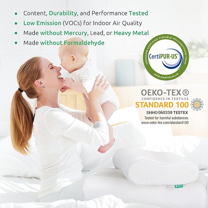 UTTU Cervical Pillow for Neck Strain Relief, Memory Foam Neck Pillow for Sleeping, Adjustable Orthopedic Sandwich Pillow, Contour Cooling for Side Back Stomach Sleeper, Travel(15.7"×11"×5.2"/4.5")