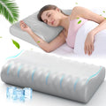 Memory Foam Pillows for Sleeping - Cervical Neck Ergonomic Pillow, Orthopedic Pillow for Neck and Shoulder Pain, Adjustable Cooling Contour Pillow (Grey, Queen)