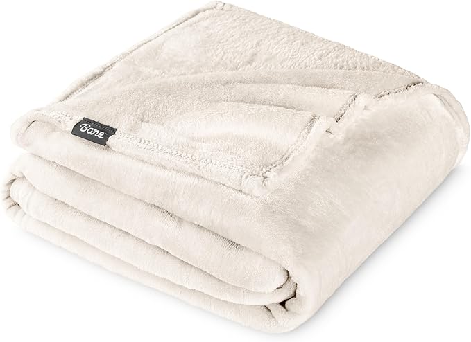 Bare Home Fleece Blanket - Full/Queen - Ultra-Soft Lightweight for Bed, Sofa, and Couch - Luxury Microplush - Cozy Warm Blanket (Full/Queen, Vanilla)