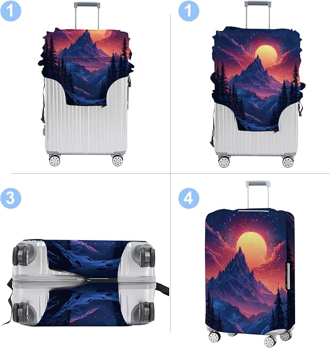 Luggage Cover Washable Suitcase Protector Anti-scratch Suitcase cover Fits 20-34 Inch Luggage (Snow mountain, XL(32-34inch suitcase))