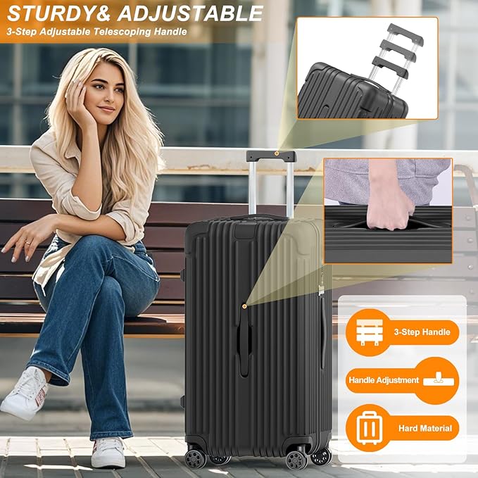 Krute Luggage Sets 2 Pieces PC+ABS Hardshell Suitcase with Spinner Wheels TSA Lock Carry On Suitcase Set 20+28 Inch Luggages