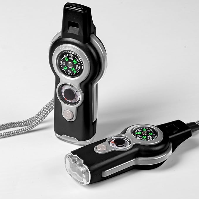 Emergency Survival Function Whistle, Outdoor Multifunctional Tool Safety Whistle with Lanyard, Ideal for Kayaking, Boating, Hiking, Camping, Climbing, Hunting, Fishing, Rescue Signaling