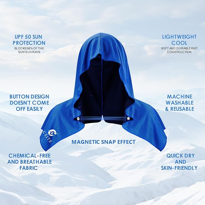 4 Pack Cooling Hoodie Towels for Neck and Face, UPF 50 Sun Protection & Instant Cooling, Ice Towels for Hot Weather, Soft Breathable Towel for Sport, Work Out, Gym, Camping & More Activities