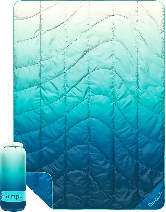 Rumpl Travel Puffy Blanket, Ultra-Packable Travel-Size Warmth and Comfort, Deepfoam Fade