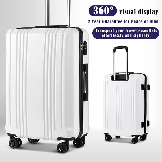 Coolife Luggage Expandable Suitcase PC+ABS 3 Piece Set with TSA Lock Spinner 20in24in28in