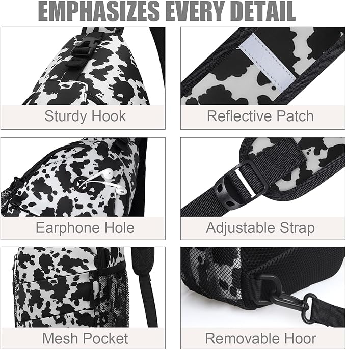 Crossbody Bags for Women Men Trendy Sling Bag Bakpack Casual Chest Bag with Convertible Shoulder Strap